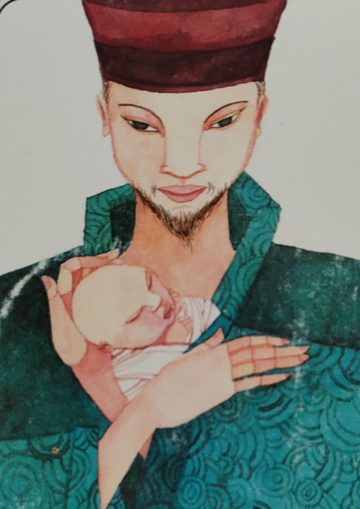 Moine qui protege enfant Interieur